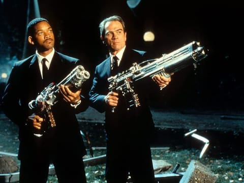 Will Smith and Tommy Lee Jones in 'Men in Black', which is due to stream on Paramount+.