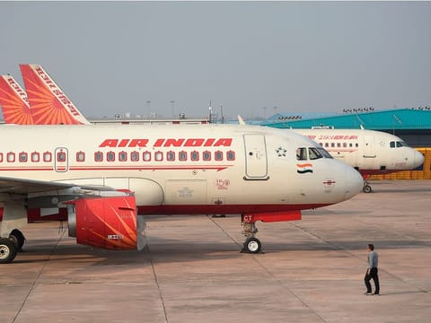 Air India jets parked side by side