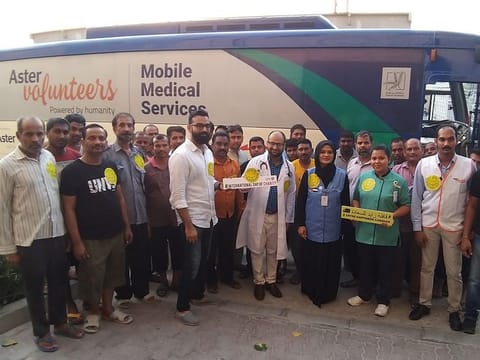  Dar Al Ber Society members at a medical camp for labourers in Dubai to mark the International Day of Charity last year.