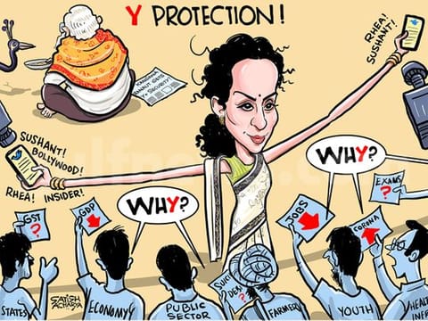 Cartoons by Satish: Kangana Ranaut gets Y+ security