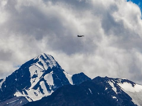 An IAF fighter jet flies in Ladakh amid the prolonged India-China stand off in the region on Sunday, September 6, 2020