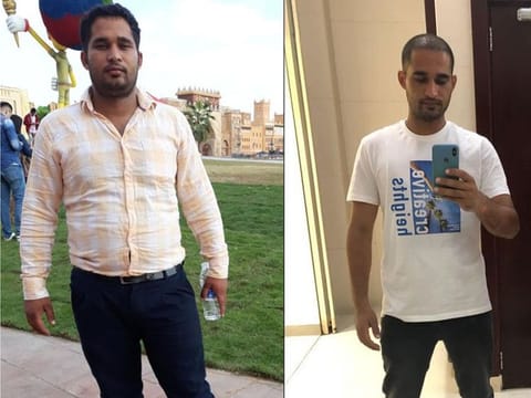 Jaskaran Singh before (left) and after