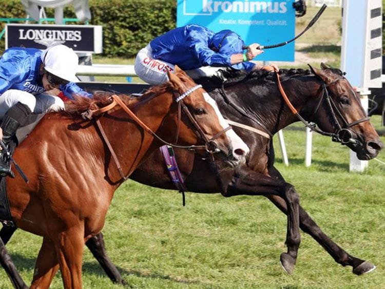 Dark Vision wins the 87th Group 2 Kronimus Oettingen Rennen at Baden-Baden in Germany