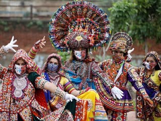 India: Folk dancers in Ahmedabad rehearse ahead of Navaratri festival