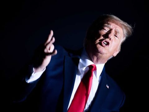 US President Donald Trump speaks during a campaign rally at the Minden-Tahoe airport in Minden, Nevada, on September 12, 2020. 