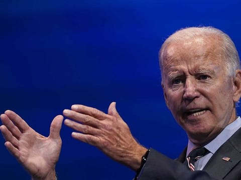 Democratic presidential nominee and former Vice- President Joe Biden delivers remarks after a virtual coronavirus briefing with medical professionals on September 16, 2020 in Wilmington, Delaware. 