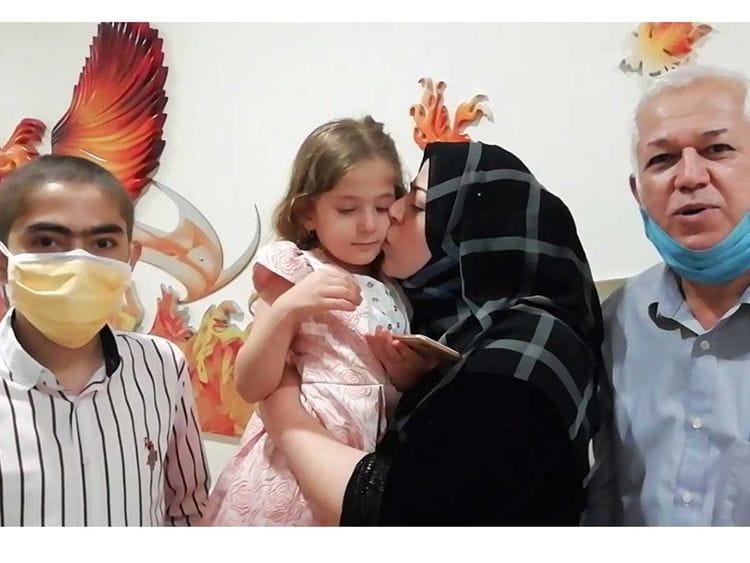 Ahmed with family after the transplantation Manipal India bone marrow
