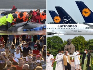 News in pictures: UK COVID restrictions, Tesla in Singapore?, man killed over Dh15 in India, Vatican-China deal, prisoner digs tunnel and escapes, race to save whales in Australia…