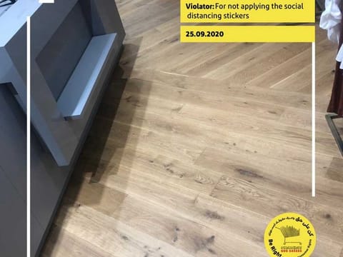 Seven more shops were fined while on was issued warning for not using stickers to ensure physical distancing amongst customers in Dubai.