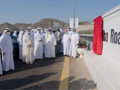 Dr Sheikh Sultan inaugurates the Kalba Road.