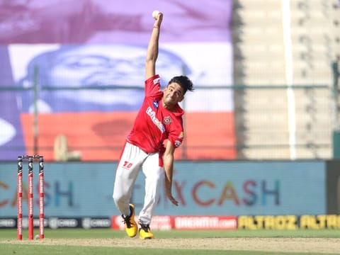 Ravi Bishnoi of Kings XI Punjab in action during the IPL 2020 in the UAE. 