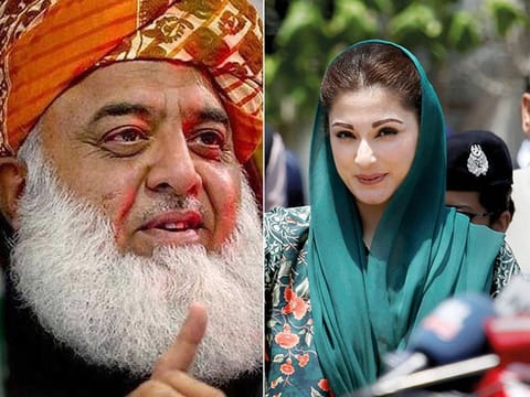 Maulana Fazlur Rahman [L] and Maryam Nawaz Sharif [R]