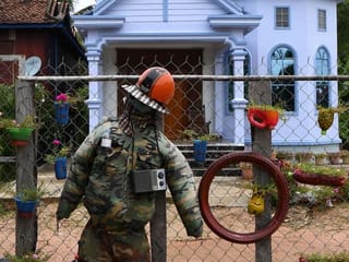 Ting Mong: Cambodian farmers deploy scarecrows to ward off COVID-19