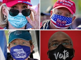 Photos: Masked messaging at the US election campaign trail