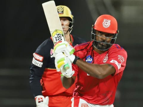 Chris Gayle in action for Kings XI Punjab in the ongoing Indian Premier League in the UAE.