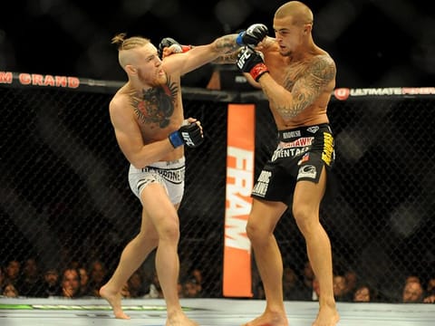 Conor McGregor fights Dustin Poirier  in Las Vegas in 2014
