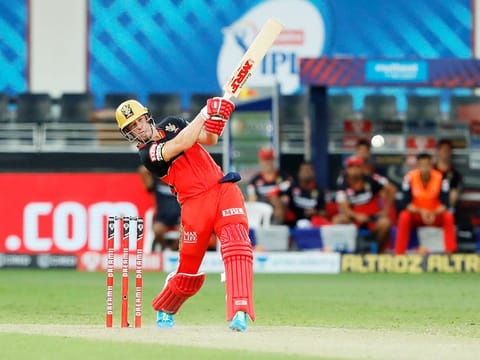 AB de Villiers of Royal Challengers Bangalore plays a shot. 