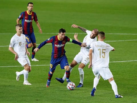 Lionel Messi in action against Ferencvaros.
