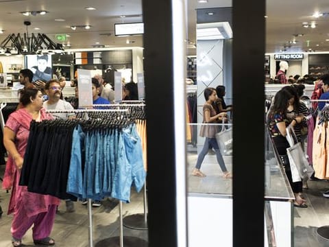 Shoppers at a mall in Mumbai. India’s GDP had contracted much more severely than expected in the second quarter as private consumption and investment demand collapsed with most non-essential activities barred during the national lockdown.