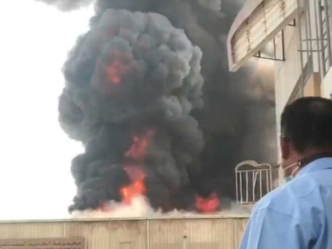 Sharjah Civil Defence fire fighters controlled the fire which broke out in a wood factory on Monday morning.