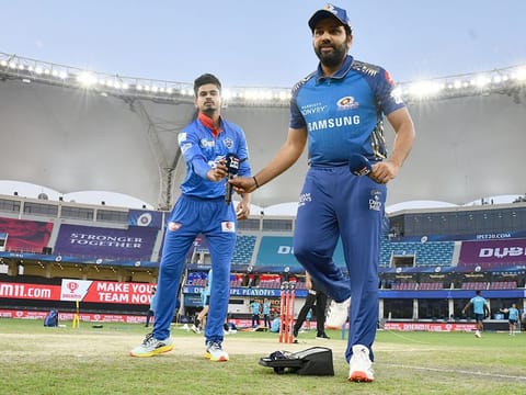 Rohit Sharma (right) and Shreyas Iyer will step out one final time for the toss at the Dubai International Cricket Stadium on Tuesday.