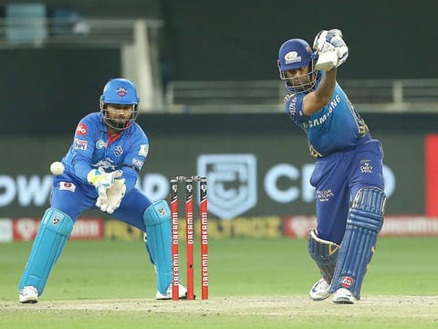Suryakumar Yadav of Mumbai Indians plays a shot.  