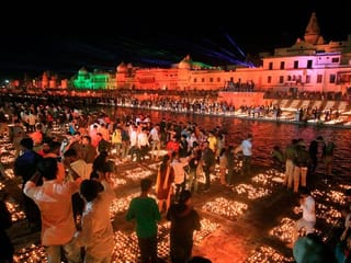 Photos: Indian city lights record number of oil lamps during Diwali