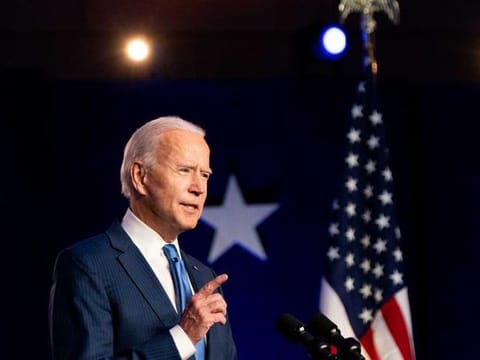 Joe Biden gives an address in Wilmington, Delaware, on November 6, 2020. 