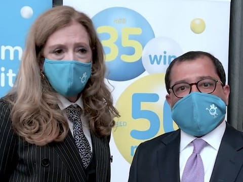 Teressa Starr and Farid Samji at the press conference on Sunday.