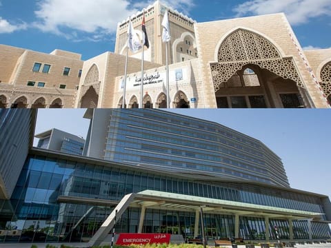 Sheikh Khalifa Medical City (above) and Sheikh Shakhbout Medical City in Abu Dhabi.