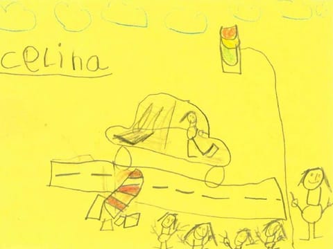 Six-year-olds draw sketches to help German cops trace rash driver. Cops tweet the photo.