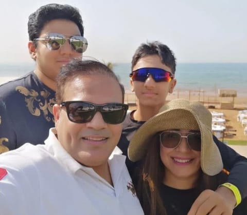 Indian expatriate Madhurima Thakur with family members.