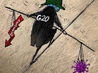 Cartoon: A tight ropewalk between pandemic and economic crisis at G20