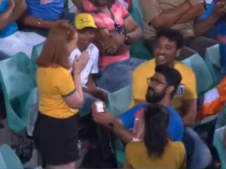 Marriage proposal during second ODI at Sydney Cricket Ground wins hearts