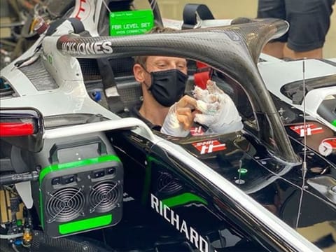 Romain Grosjean, who survived the fireball crash in Bahrain, will sign off his F1 innings with a Mercedes test in June.