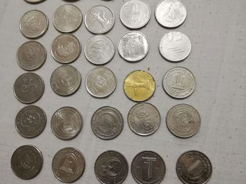 Some of the 39 varieties of Dh1 coins collected by Shaijal Kelettil. 