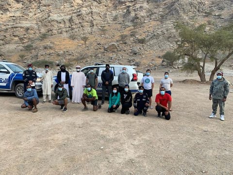 A team from RAK Police rescued nine people who were stranded in Wadi Naqab.