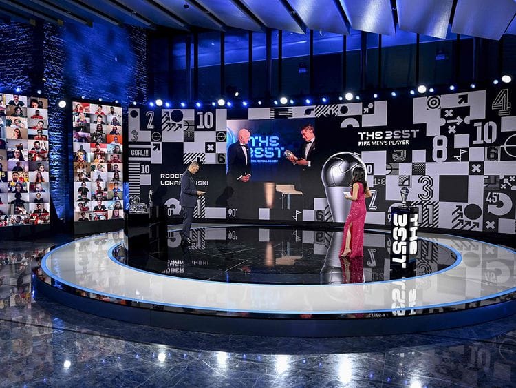 Robert Lewandowski accepts his The Best Fifa Football Awards - Best Men's Player Award at the virtual ceremony