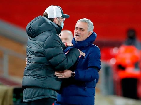 Liverpool's Jurgen Klopp and Tottenham Hotspur's Jose Mourinho did not see eye-to-eye during their Premier League match