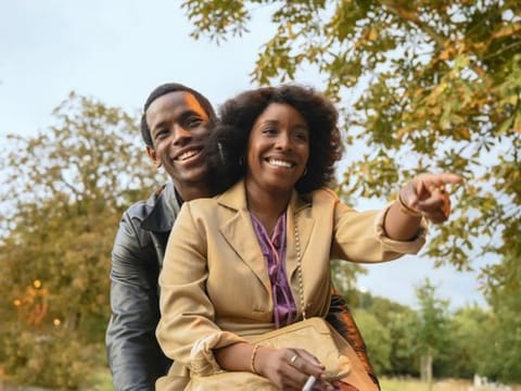 Micheal Ward as Franklyn and Amarah-Jae St. Aubyn as Martha in “Lovers Rock” from the “Small Axe” film series. 