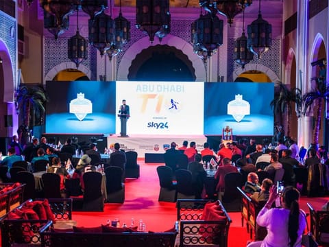 The Players' Draft ceremony of the fourth Abu Dhabi T10 League in progress at a Dubai hotel on Wednesday evening.