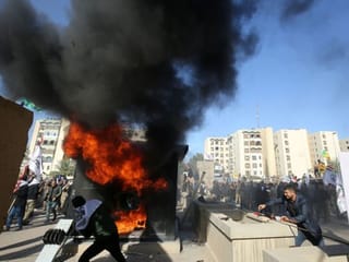 Photos: Protesters storm US embassy complex in Baghdad over raids