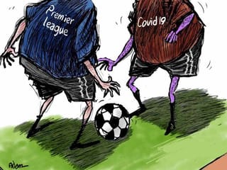 Cartoon: English football adjusting to the presence of coronavirus 