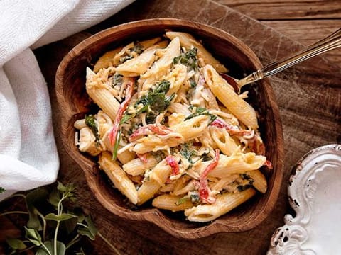 Healthy yet delicious pasta penne salad