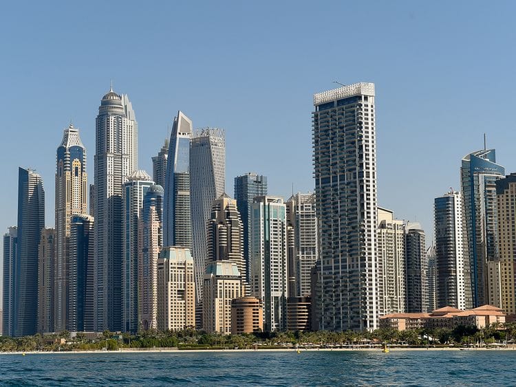 Stock Dubai Skyline Marina