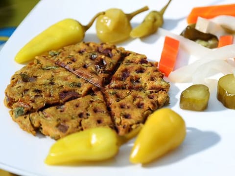 Sindhi koki made on a waffle iron