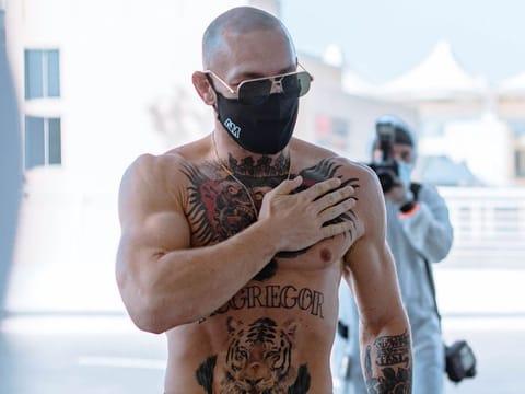Conor McGregor, the ultimate showman of UFC, arrives at the Yas Island.