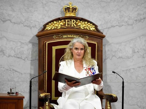 Canada's Governor General Julie Payette delivers the throne speech in the Senate chamber in Ottawa, Ontario, Canada September 23, 2020.  
