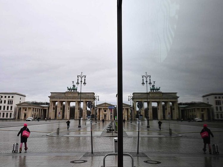 Germany Pariser Platz square in front of Berlin's landmark Brandenburg Gate