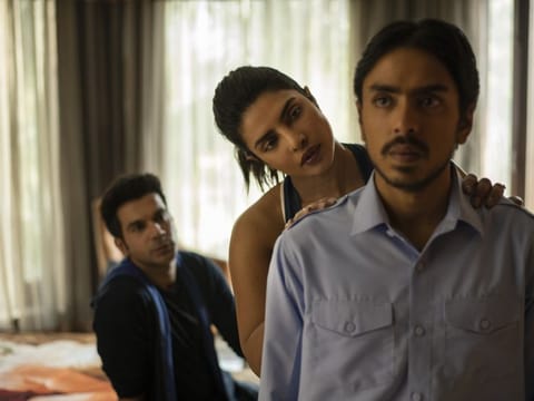 Rajkummar Rao, Priyanka Chopra and Adarsh Gourav in 'The White Tiger'.